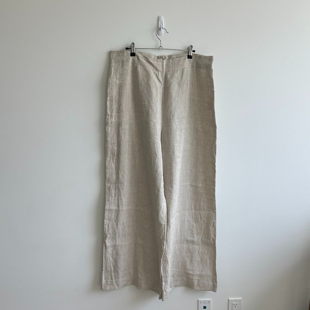 Petal  & Pup 100% Linen Delvin Wide Leg Pants Sz 12 Beige Color